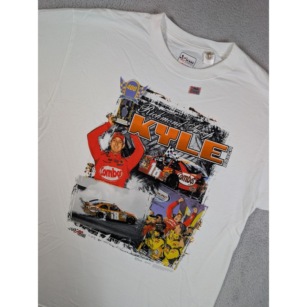 Chase Authentics NASCAR Kyle Busch Richmond Sweep White Graphic T-Shirt Large